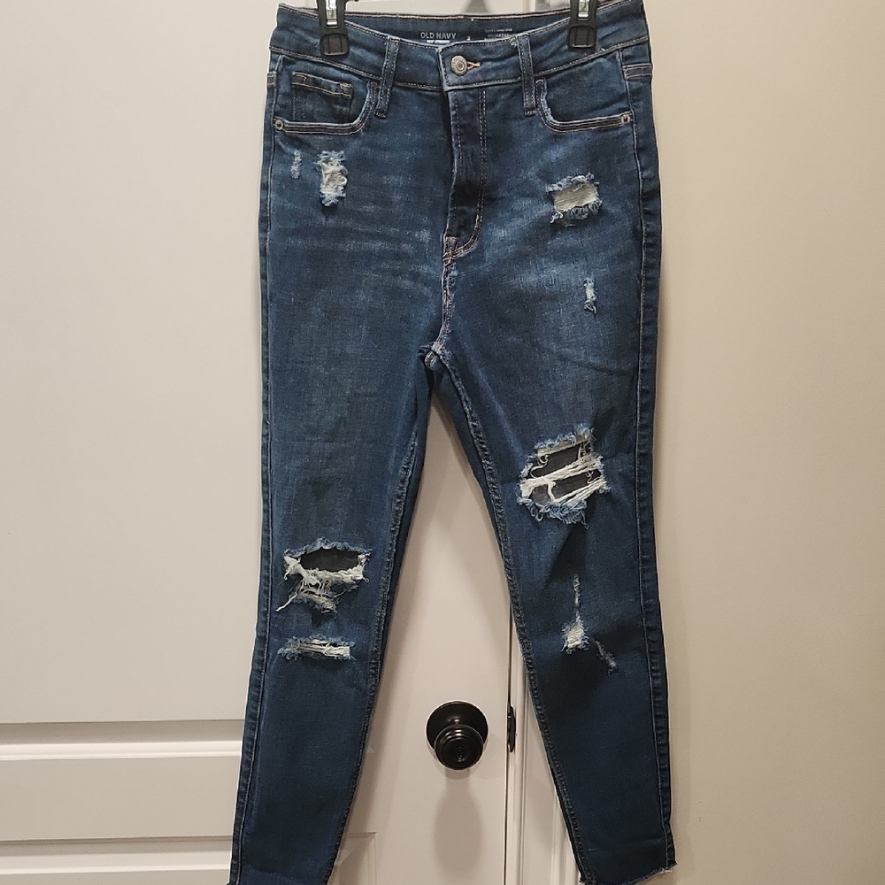 Old Navy Women's Distressed Blue Skinny Jeans
